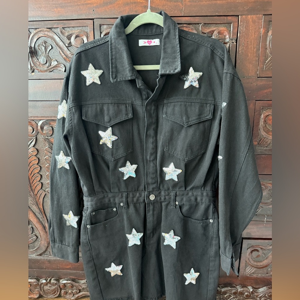 Buddy Love Black Star-Studded Jean Dress - Picture 4 of 9